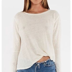 NWT young Fabulous & Broke Long Sleeve Twister Tee Top In Ivory XS